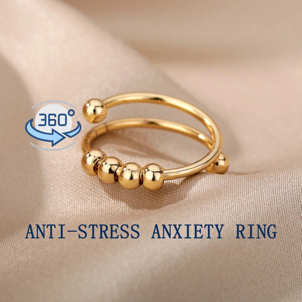 Anxiety Ring Beads Rings For Women Men Stainless Steel Ring Spinner