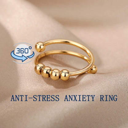 Anxiety Ring Beads Rings For Women Men Stainless Steel Ring Spinner