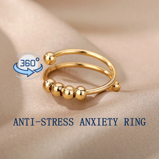 Anxiety Ring Beads Rings For Women Men Stainless Steel Ring Spinner