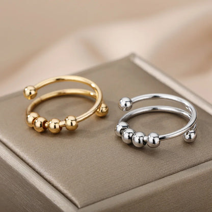 Anxiety Ring Beads Rings For Women Men Stainless Steel Ring Spinner
