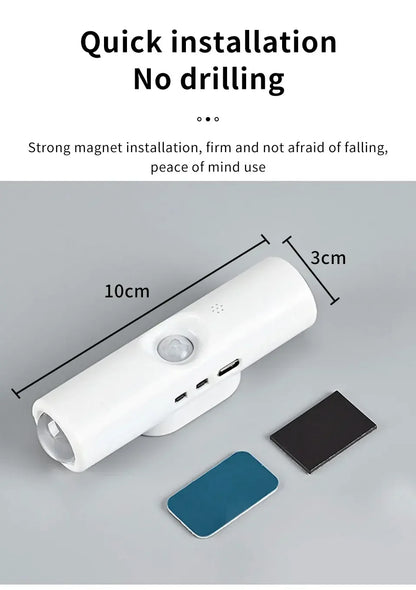 Double-head LED Night Light with Motion Sensor RGB Rechargeable Magnetic Wall Lamp Mood Ambient Light for Cabinet Hallway Stair