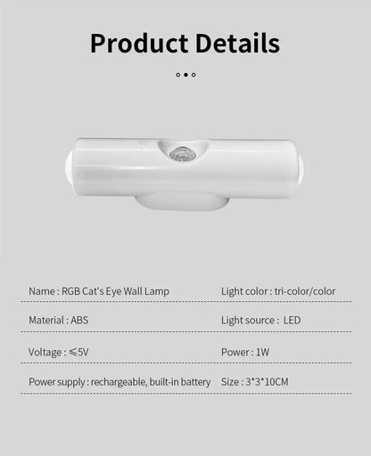 Double-head LED Night Light with Motion Sensor RGB Rechargeable Magnetic Wall Lamp Mood Ambient Light for Cabinet Hallway Stair
